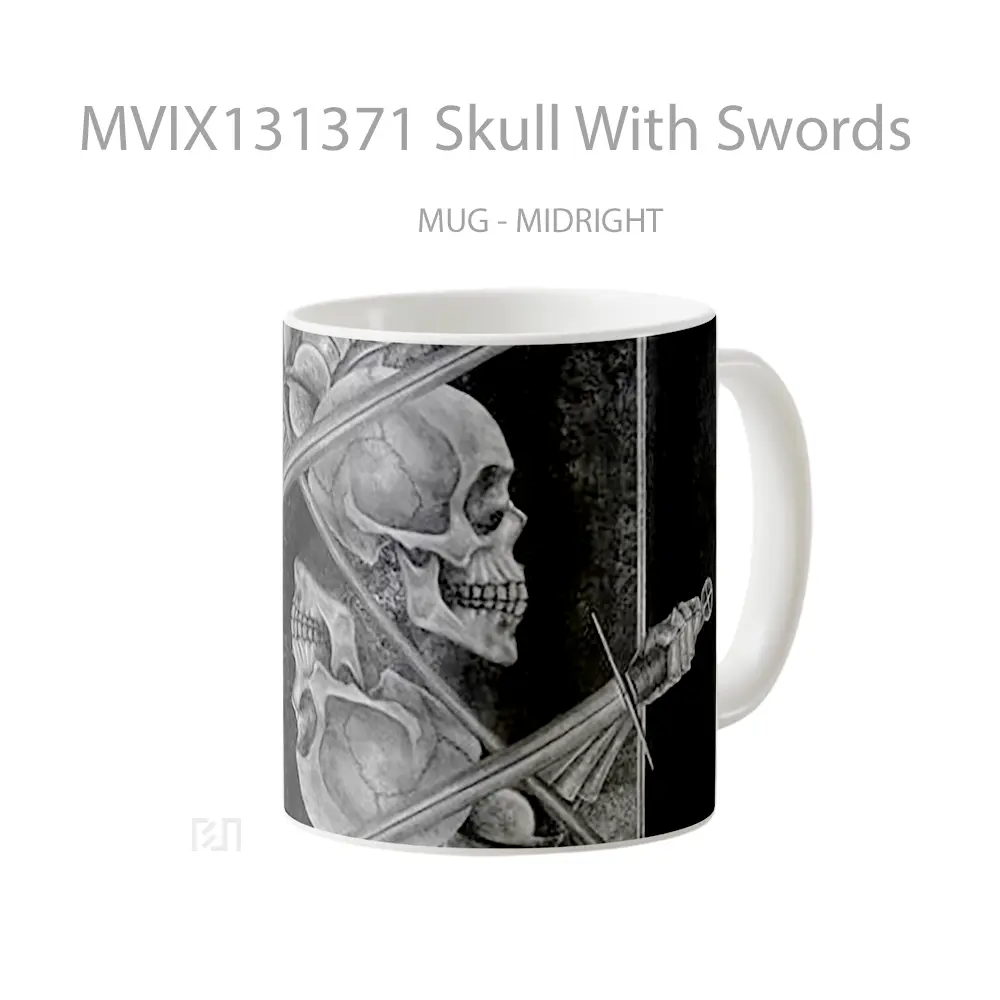 Mug Skull With Swords Gelas Keramik Unik - All-side / Desain
