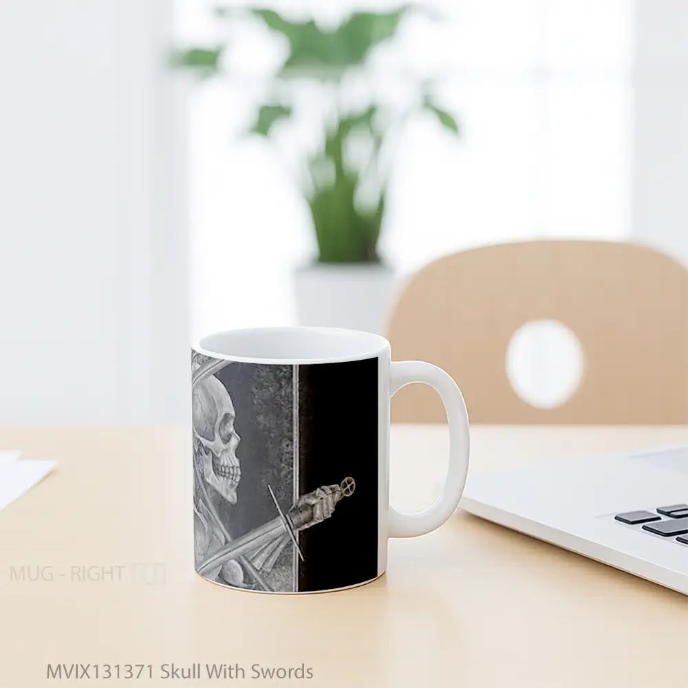 Mug Skull With Swords Gelas Keramik Unik - All-side / Desain