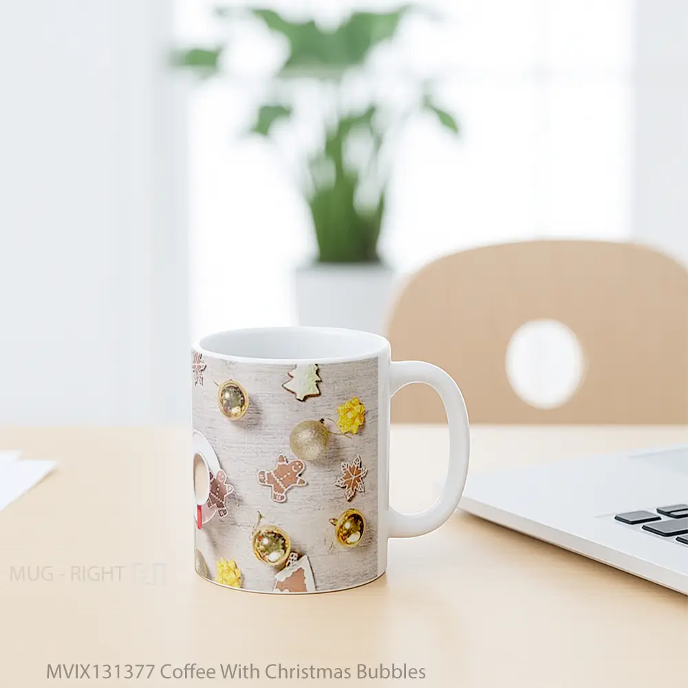 Mug Coffee With Christmas Bubbles Cangkir Kopi - All-side / Desain