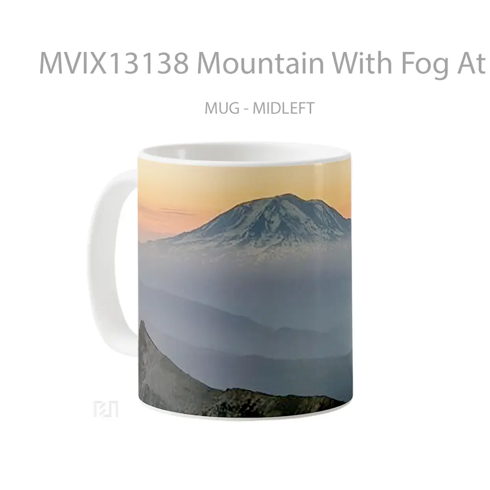 Mug Mountain With Fog At Sunset Gelas Pemandangan Alam - All-side / Desain