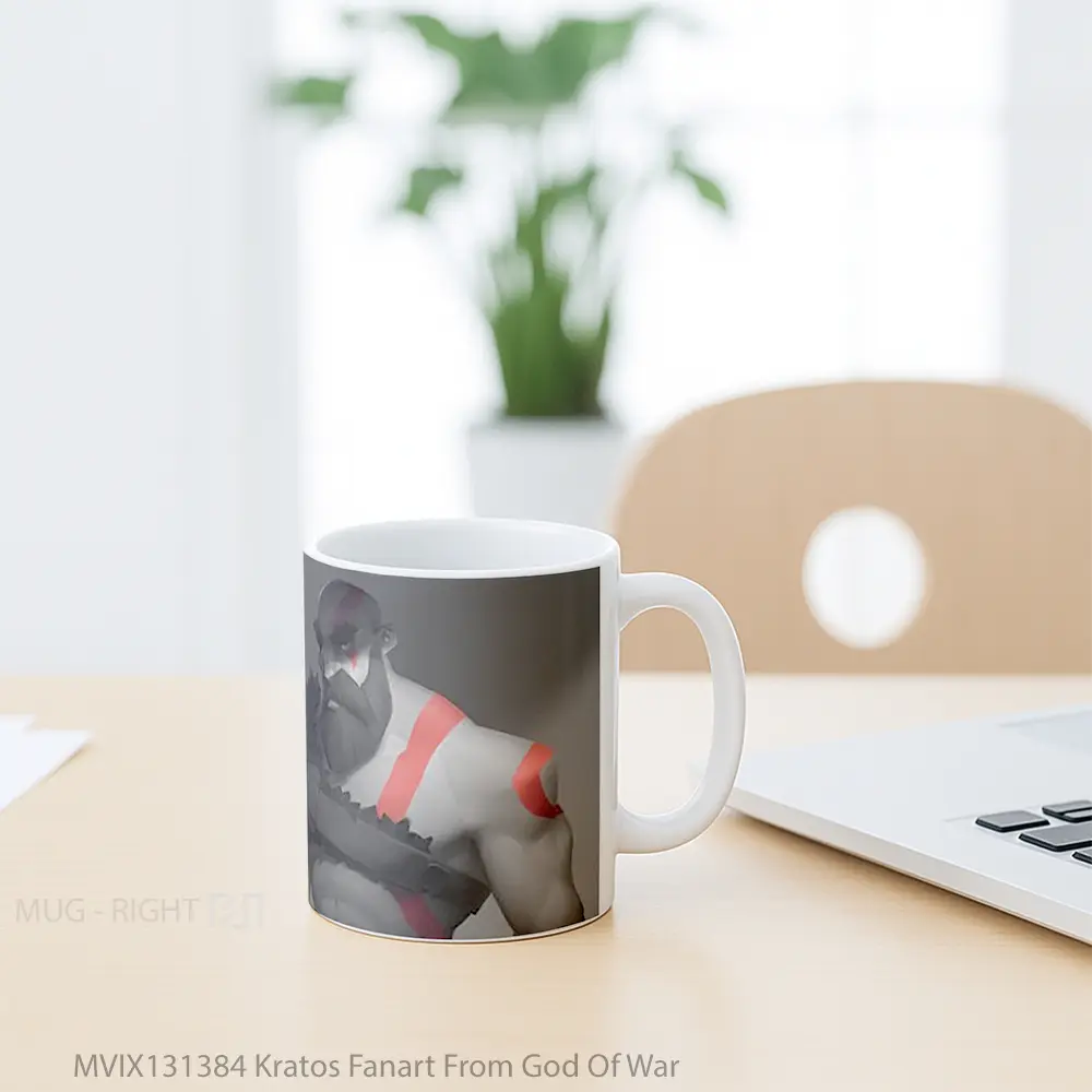Mug Kratos Fanart From God Of War Gelas Keramik Unik - All-side / Desain