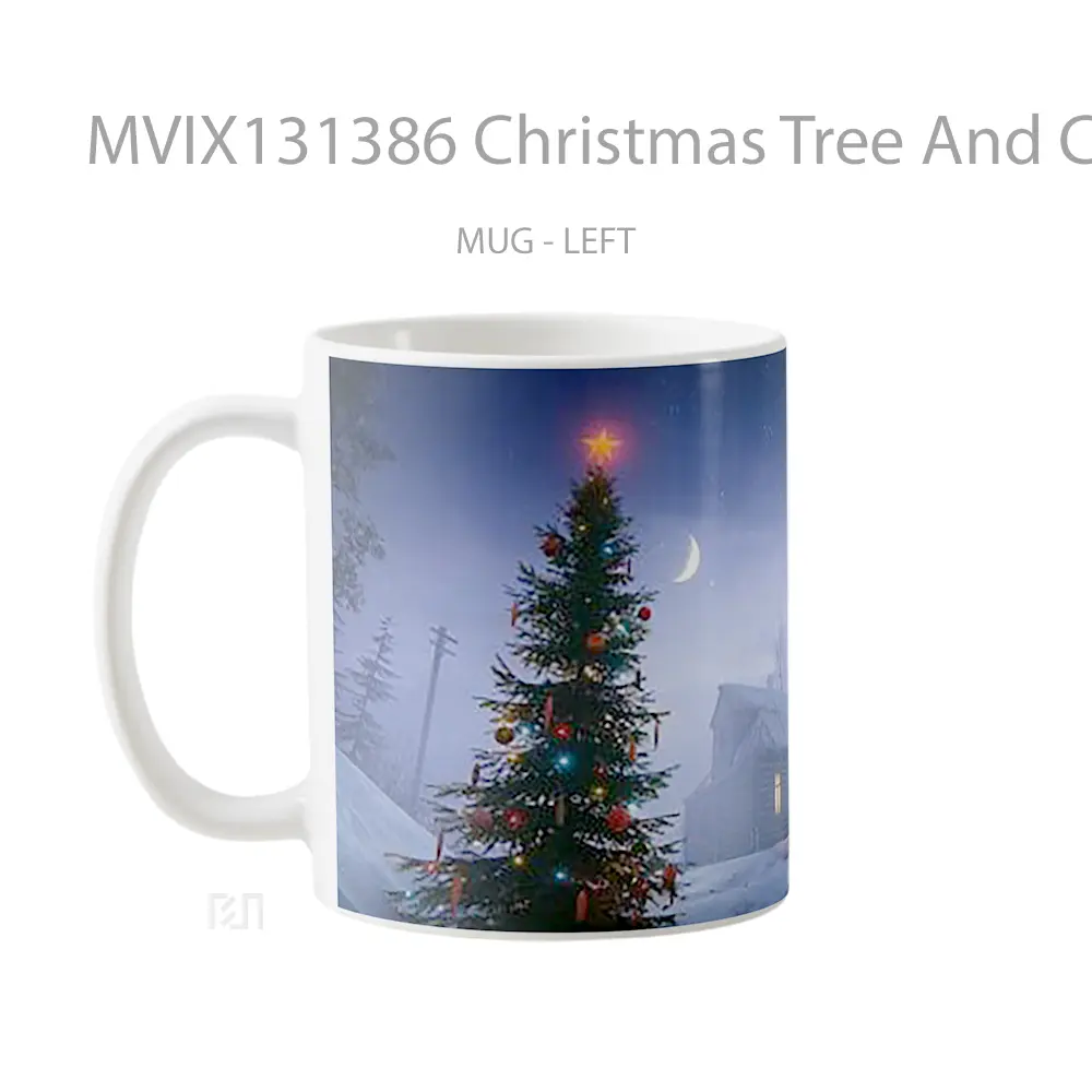 Mug Christmas Tree And Cabin Gelas Pemandangan Alam - All-side / Desain