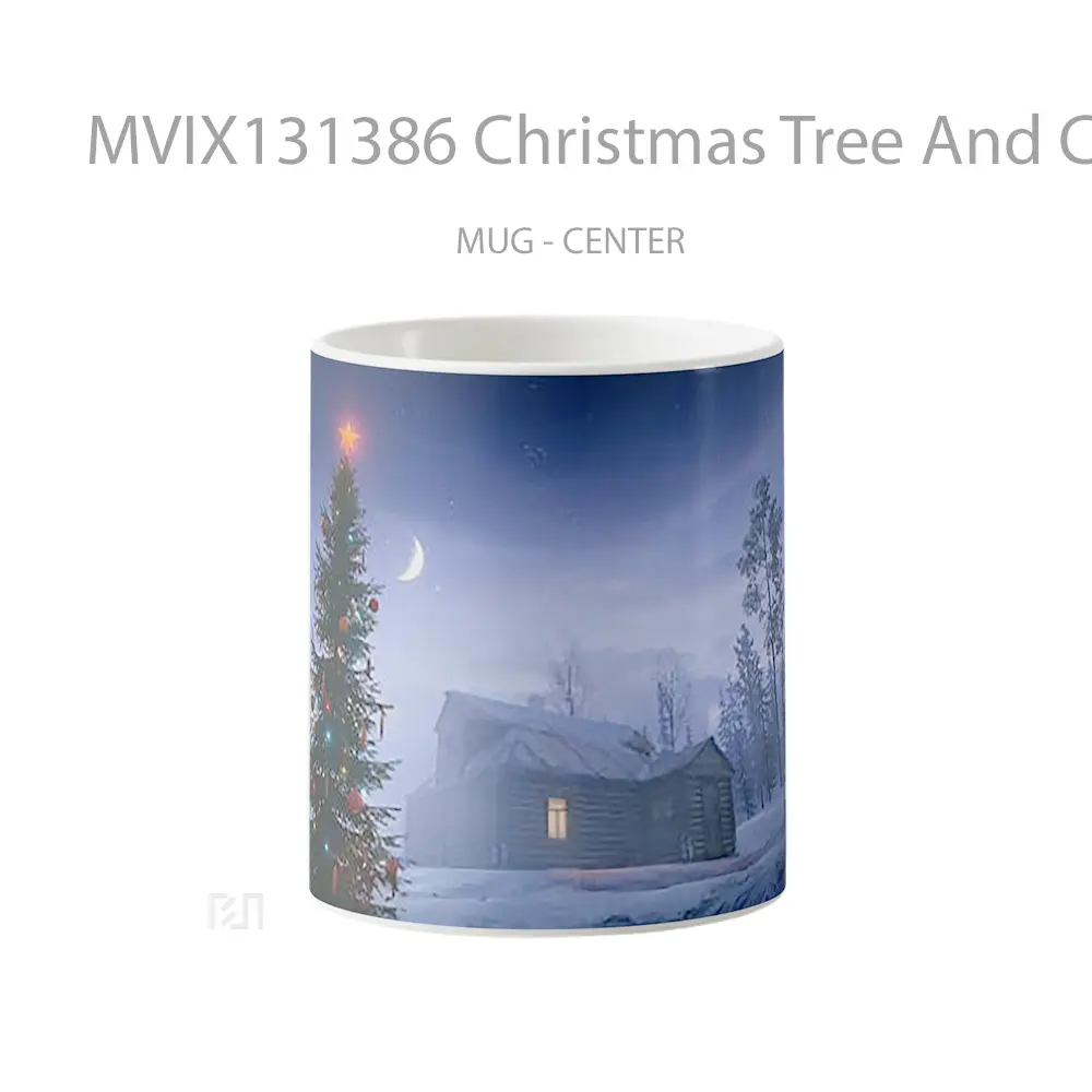 Mug Christmas Tree And Cabin Gelas Pemandangan Alam