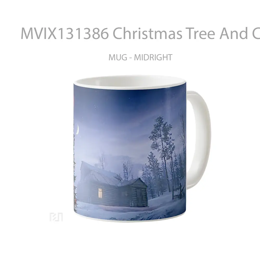 Mug Christmas Tree And Cabin Gelas Pemandangan Alam - All-side / Desain