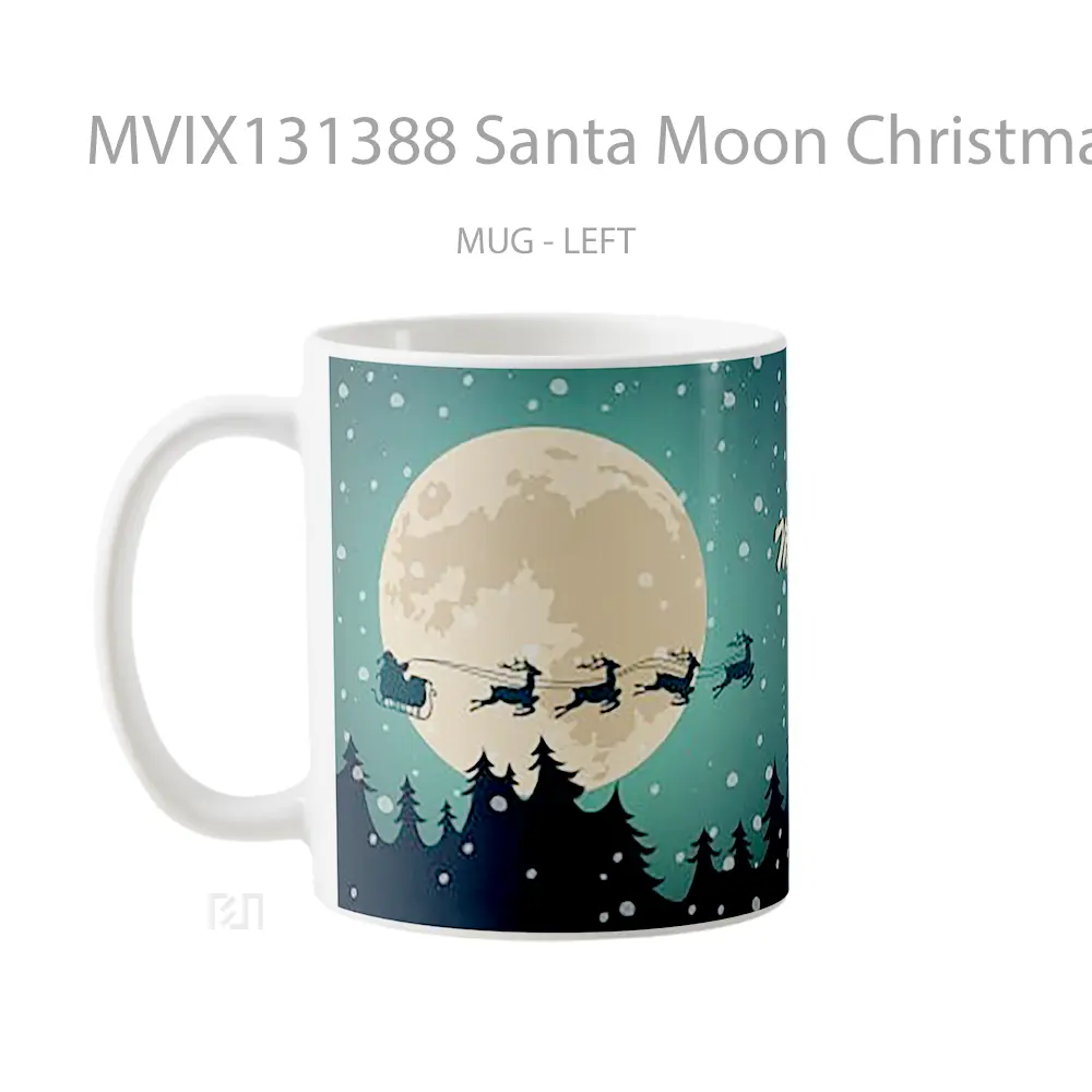 Mug Santa Moon Christmas Gelas Astronomi - All-side / Desain