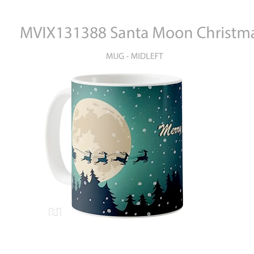 Mug Santa Moon Christmas Gelas Astronomi - All-side / Desain