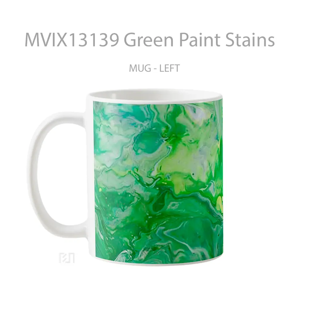 Mug Green Paint Stains Gelas Keramik Unik - All-side / Desain