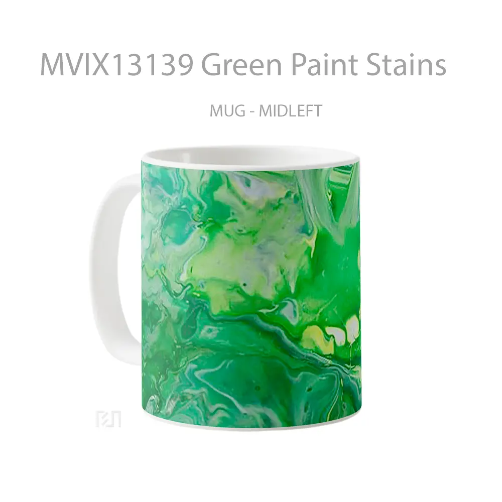 Mug Green Paint Stains Gelas Keramik Unik - All-side / Desain