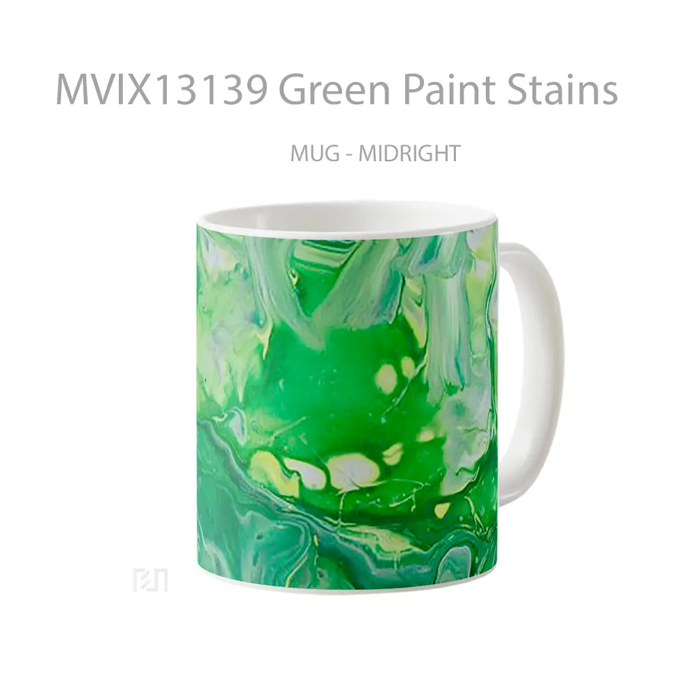 Mug Green Paint Stains Gelas Keramik Unik - All-side / Desain