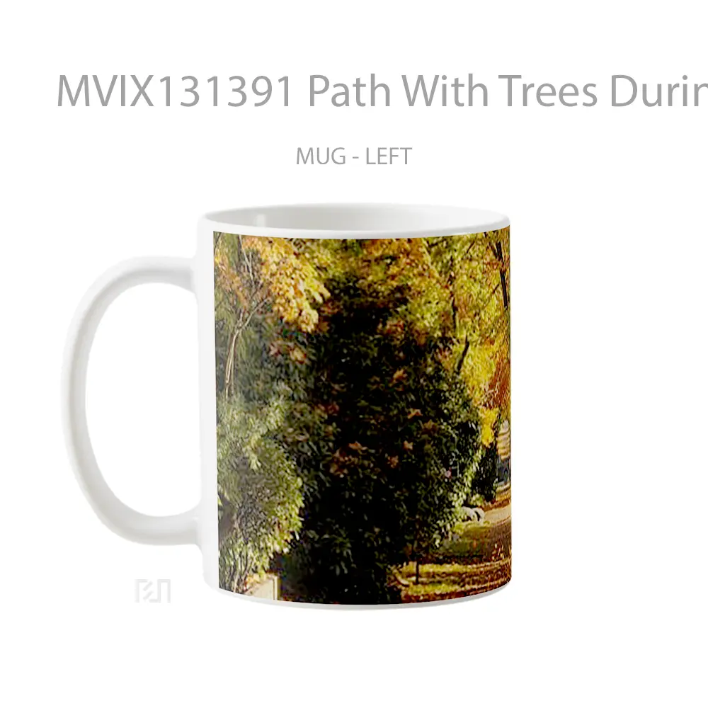 Mug Path With Trees During Autumn Gelas Pemandangan Alam - All-side / Desain