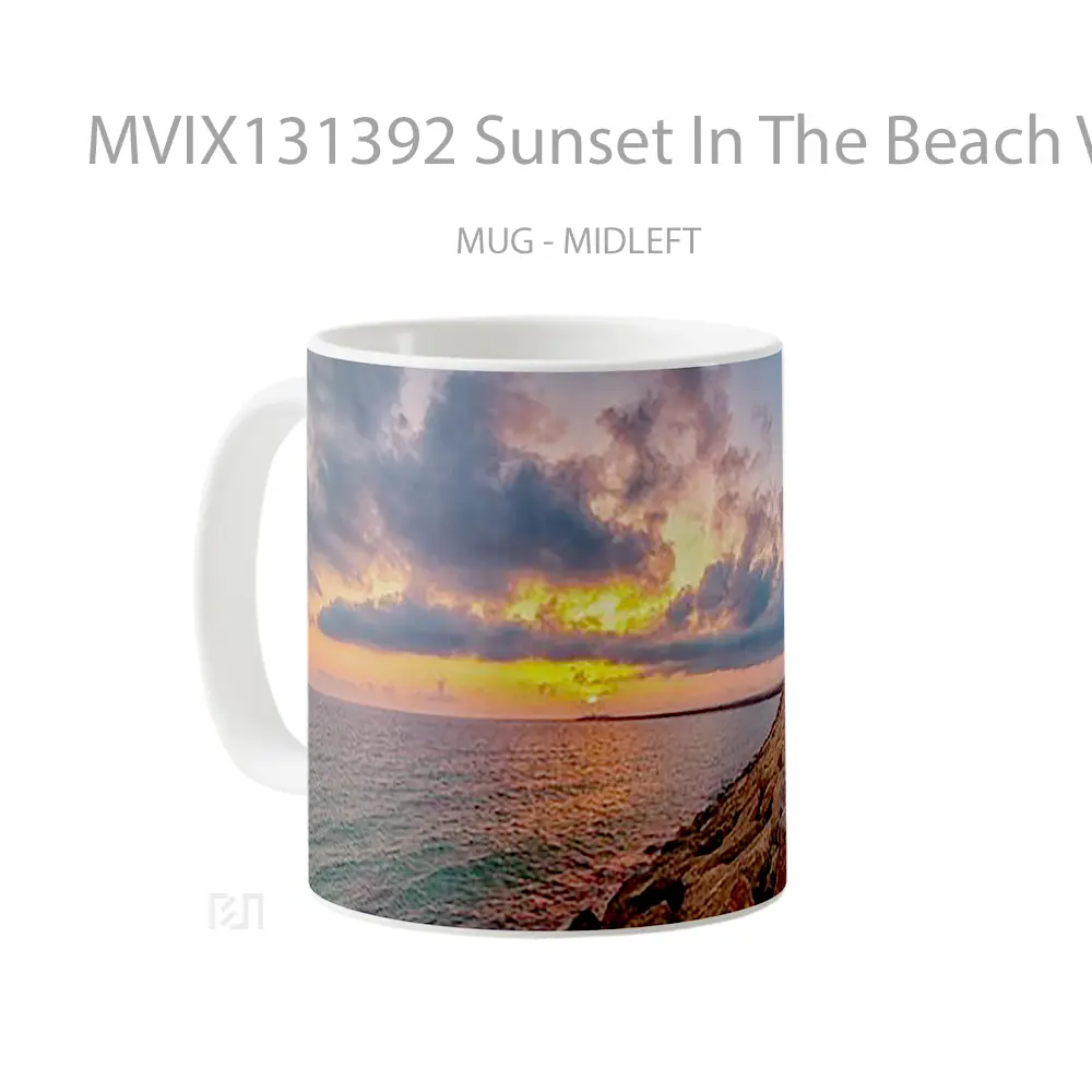 Mug Sunset In The Beach V1 Gelas Pemandangan Alam - All-side / Desain