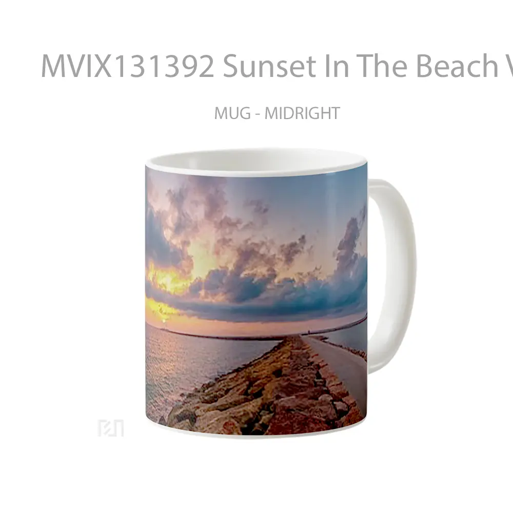 Mug Sunset In The Beach V1 Gelas Pemandangan Alam - All-side / Desain