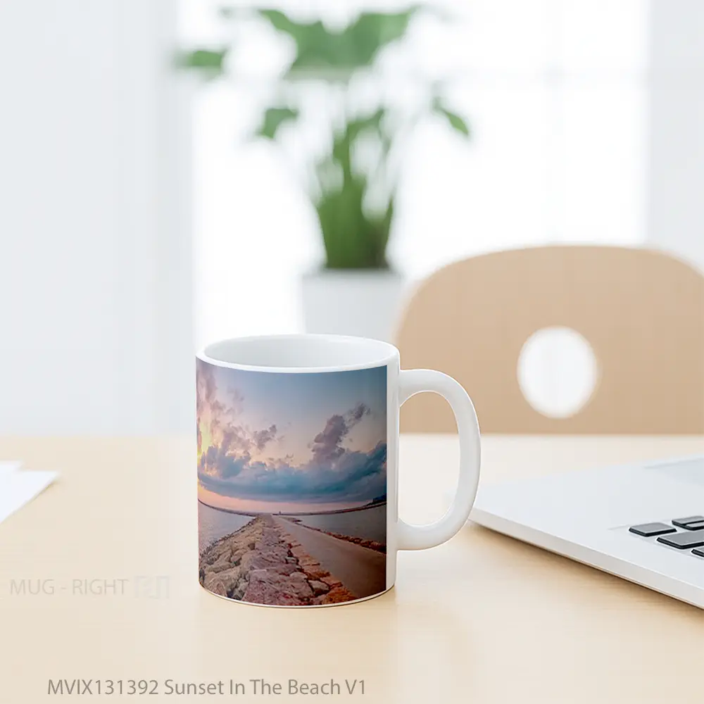 Mug Sunset In The Beach V1 Gelas Pemandangan Alam - All-side / Desain