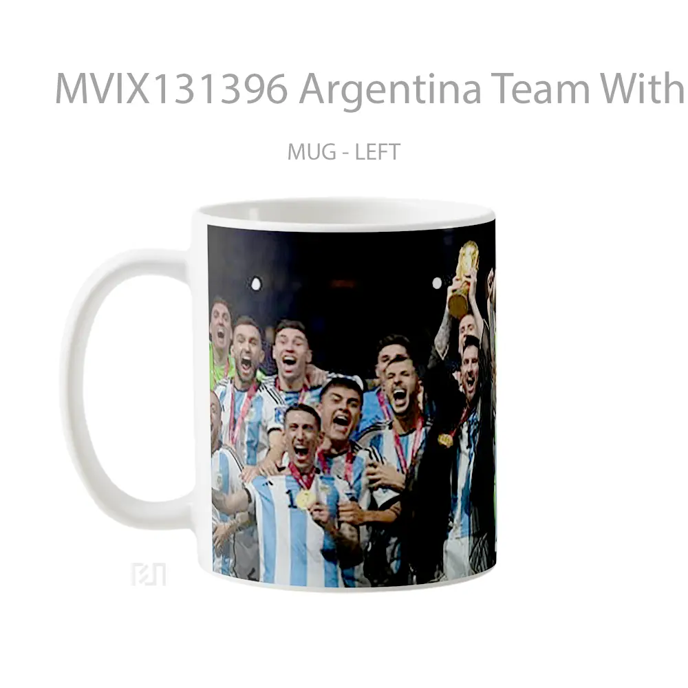 Mug Argentina Team With Tophy Fifa World Cup Gelas Keramik Unik - All-side / Desain