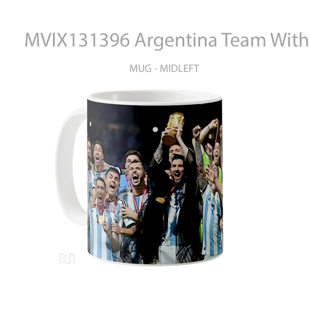 Mug Argentina Team With Tophy Fifa World Cup Gelas Keramik Unik - All-side / Desain