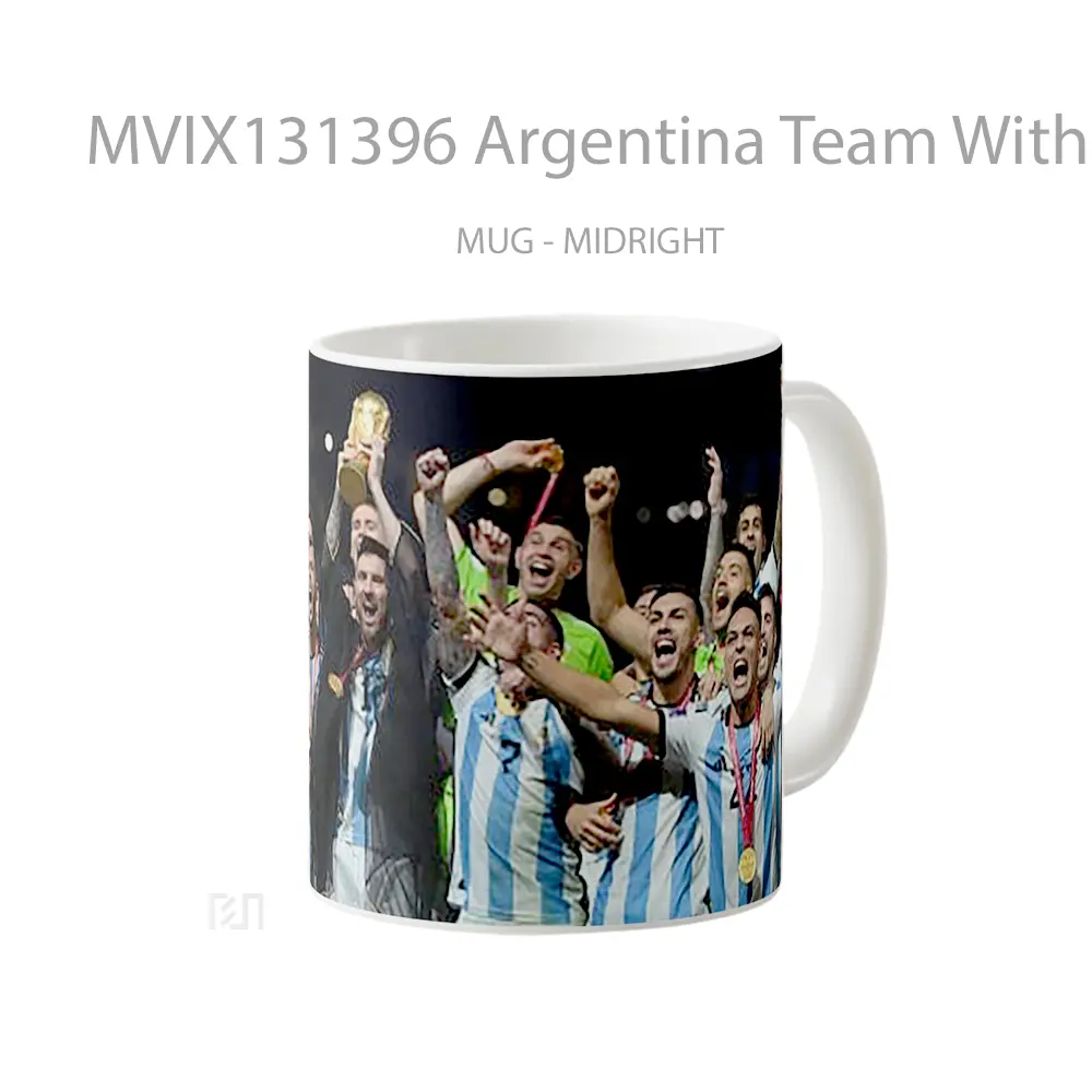 Mug Argentina Team With Tophy Fifa World Cup Gelas Keramik Unik - All-side / Desain