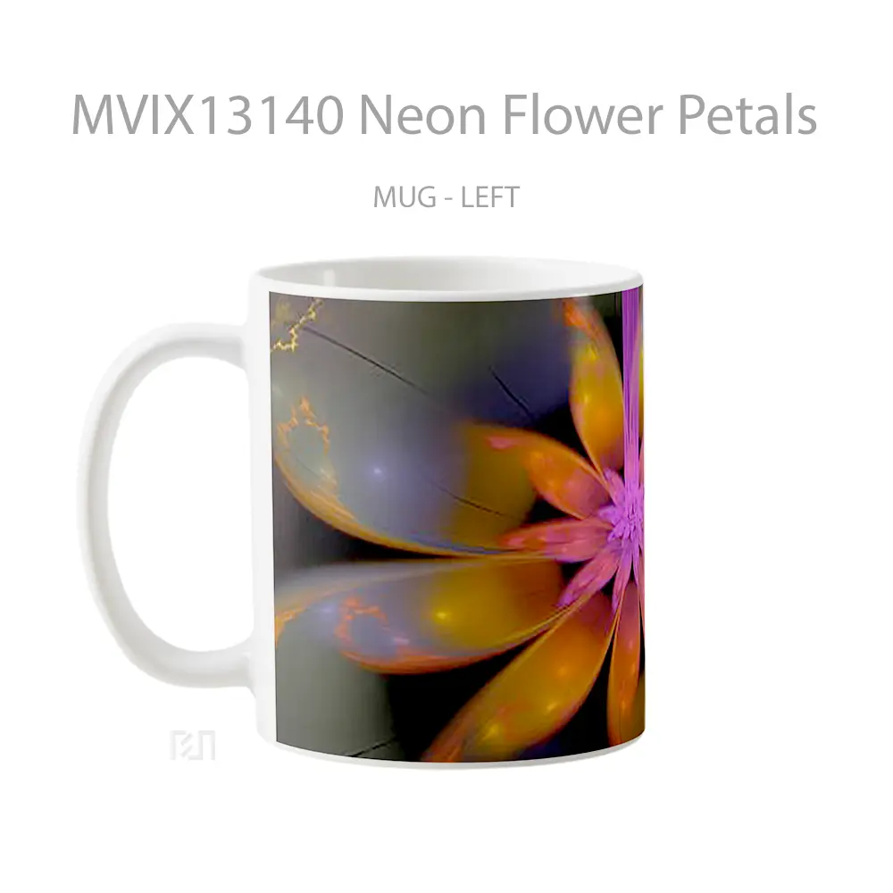 Mug Neon Flower Petals Gelas Pemandangan Alam - All-side / Desain