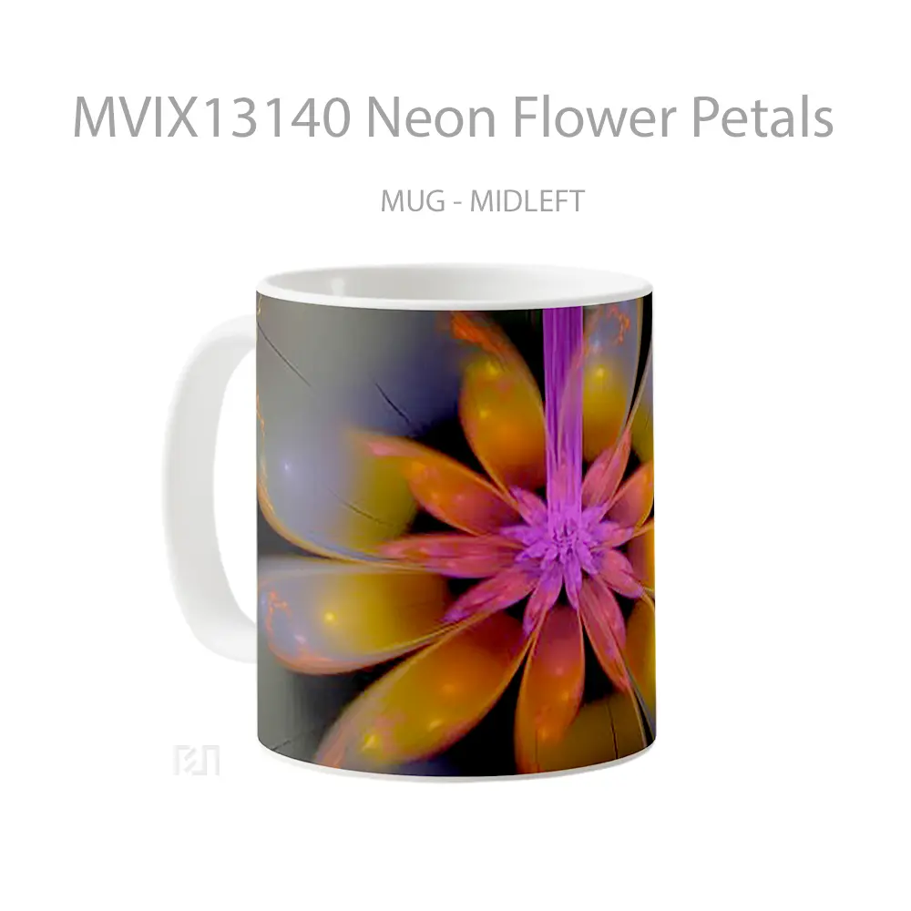 Mug Neon Flower Petals Gelas Pemandangan Alam - All-side / Desain