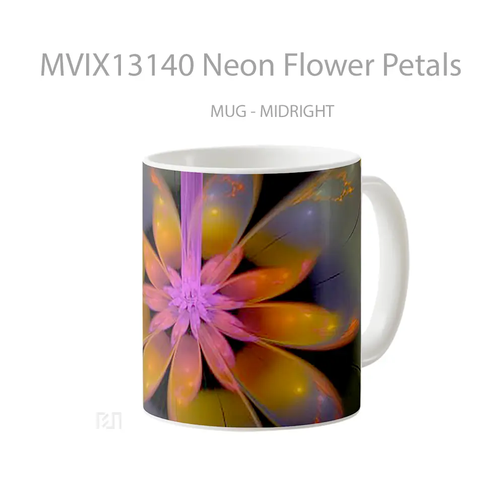 Mug Neon Flower Petals Gelas Pemandangan Alam - All-side / Desain