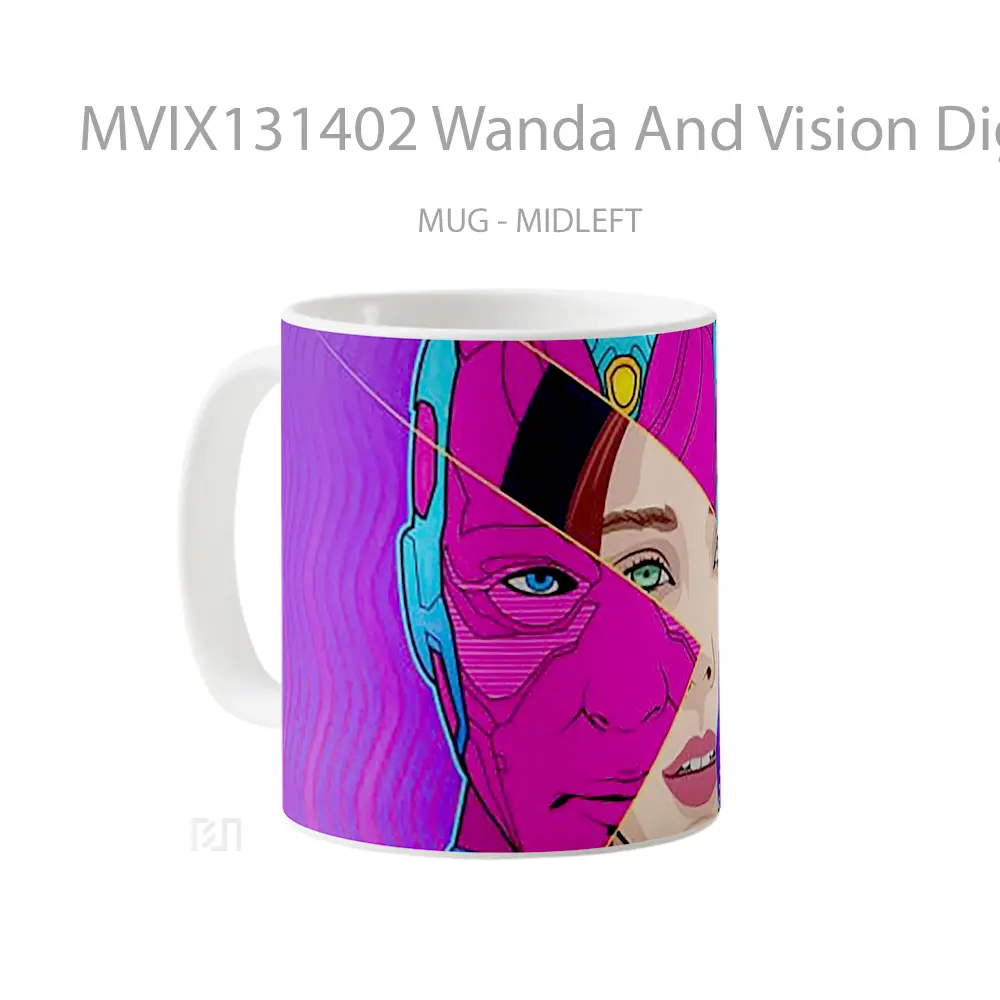 Mug Wanda And Vision Digital Illustration Gelas Superhero - All-side / Desain