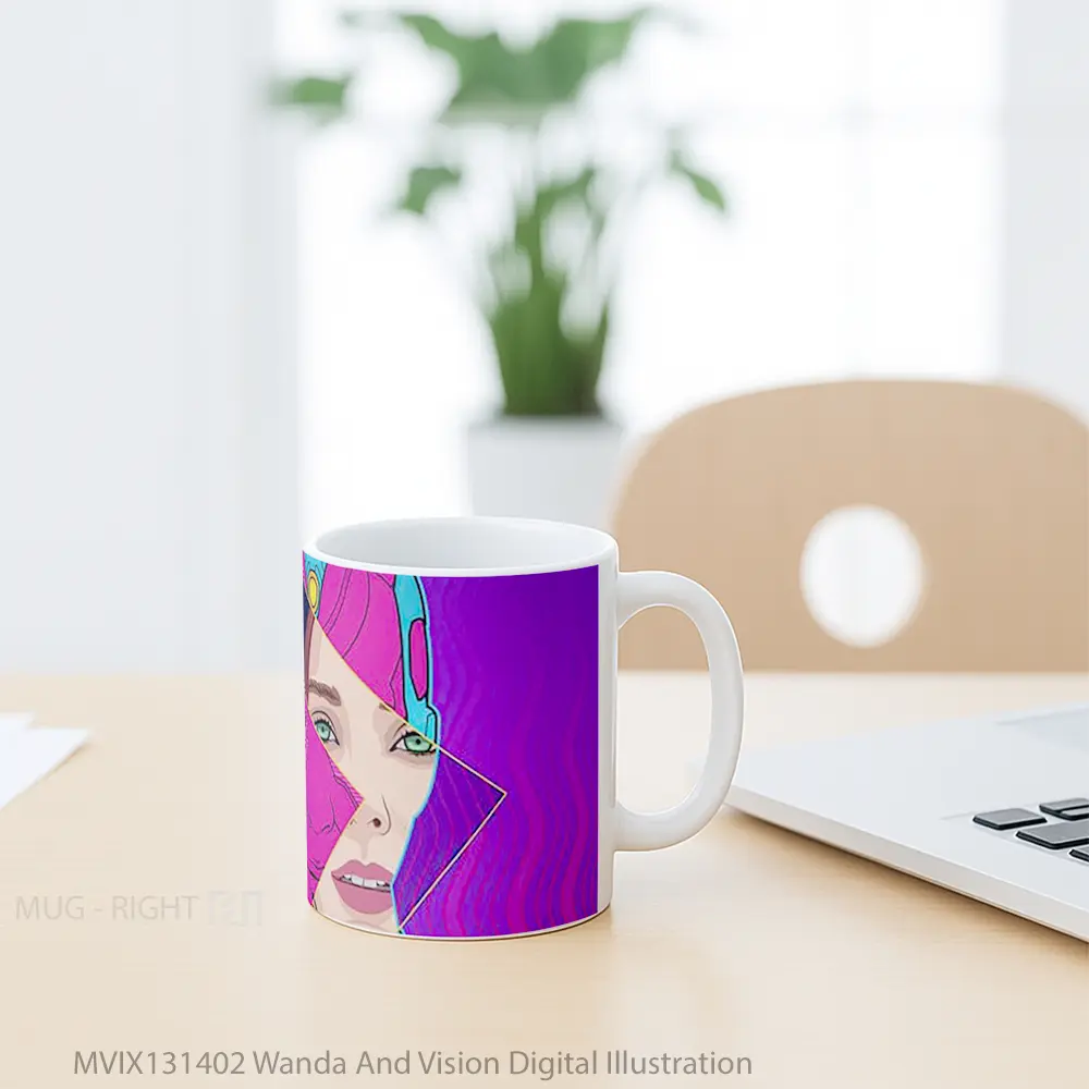 Mug Wanda And Vision Digital Illustration Gelas Superhero - All-side / Desain