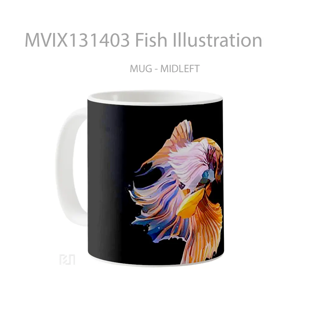 Mug Fish Illustration Gelas Hewan Lucu - All-side / Desain