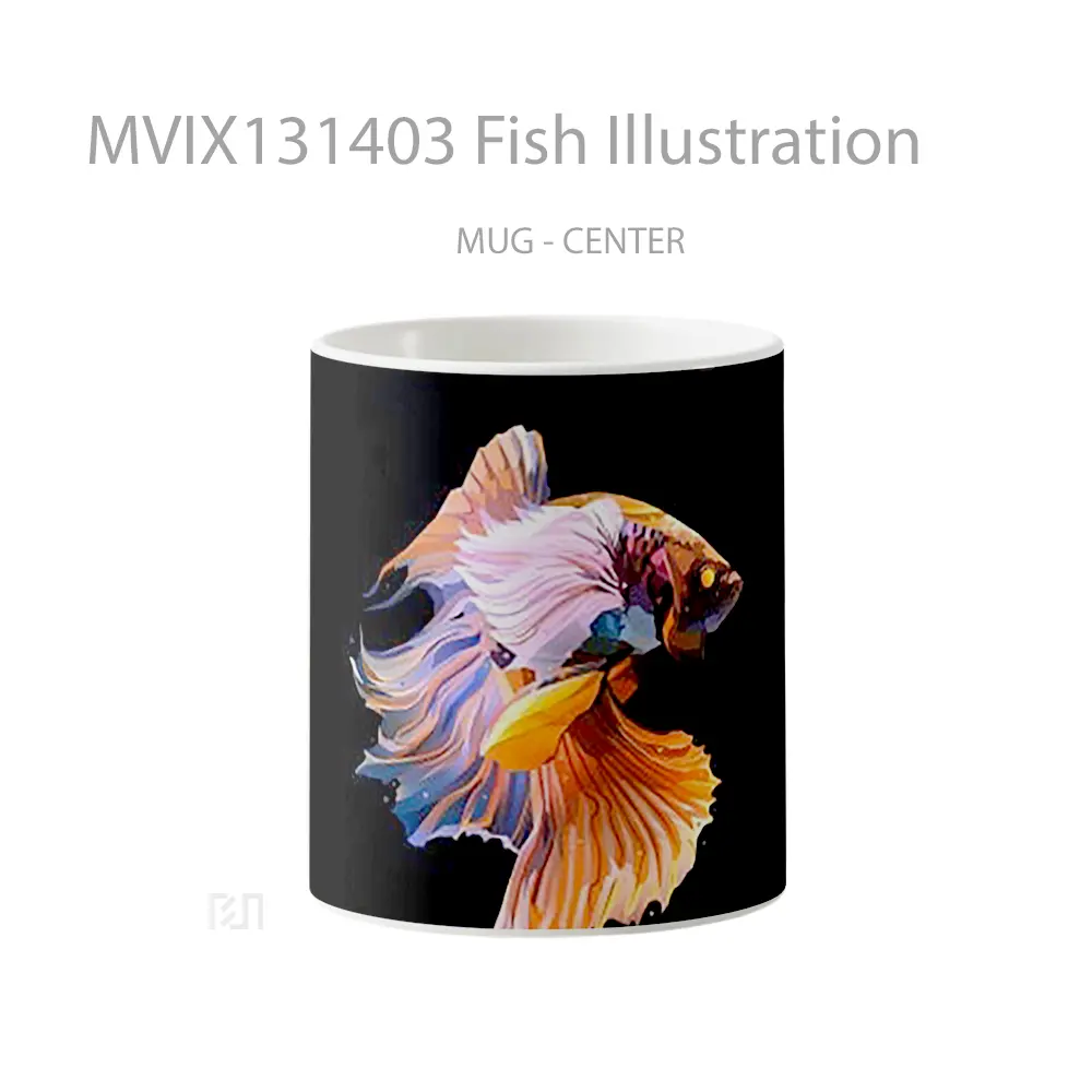 Mug Fish Illustration Gelas Hewan Lucu