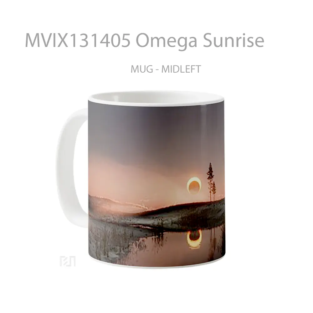Mug Omega Sunrise Gelas Pemandangan Alam - All-side / Desain