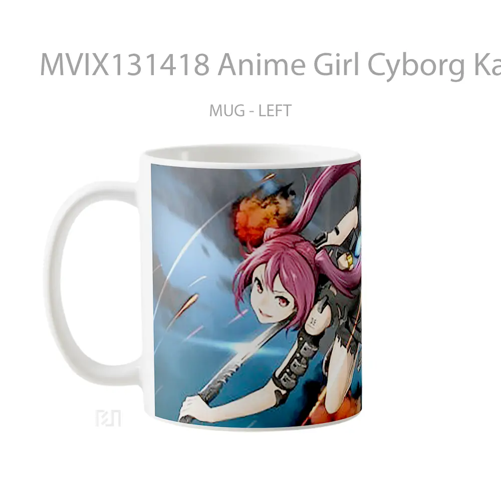 Mug Anime Girl Cyborg Katana Cangkir Anime - All-side / Desain