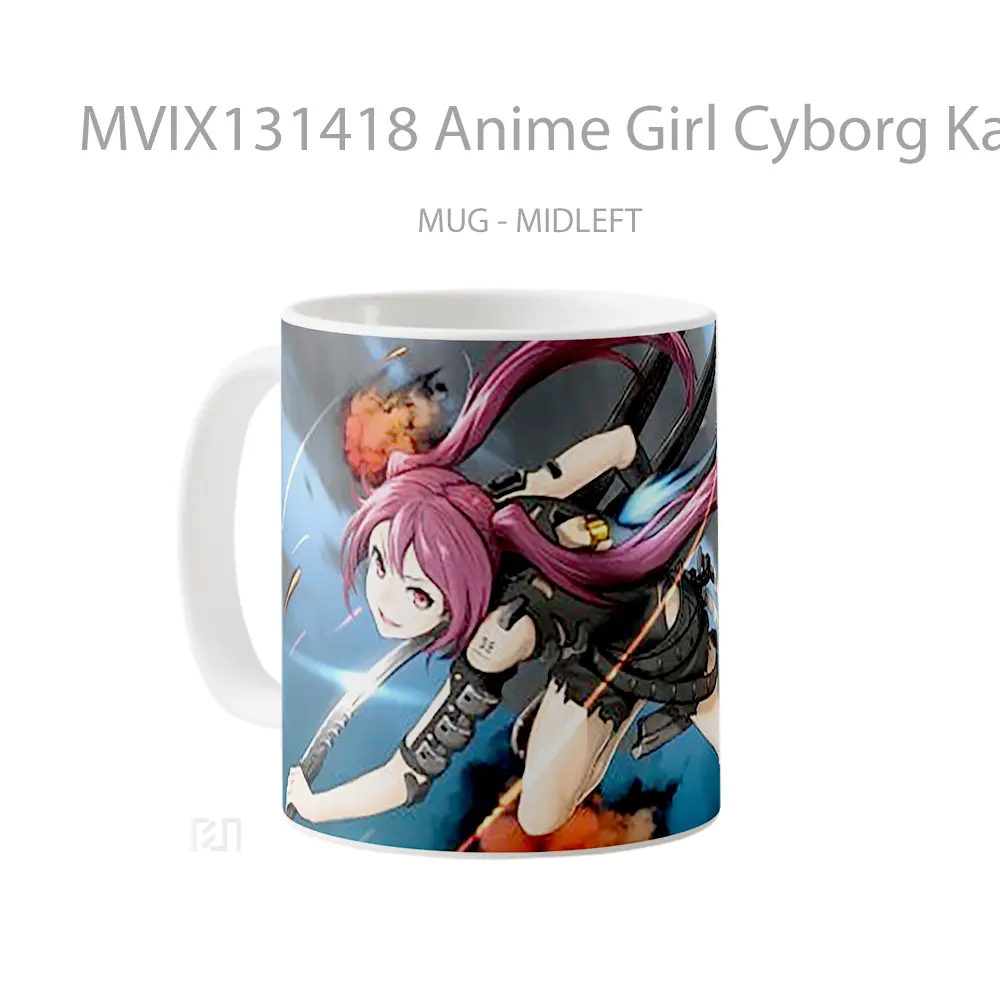 Mug Anime Girl Cyborg Katana Cangkir Anime - All-side / Desain