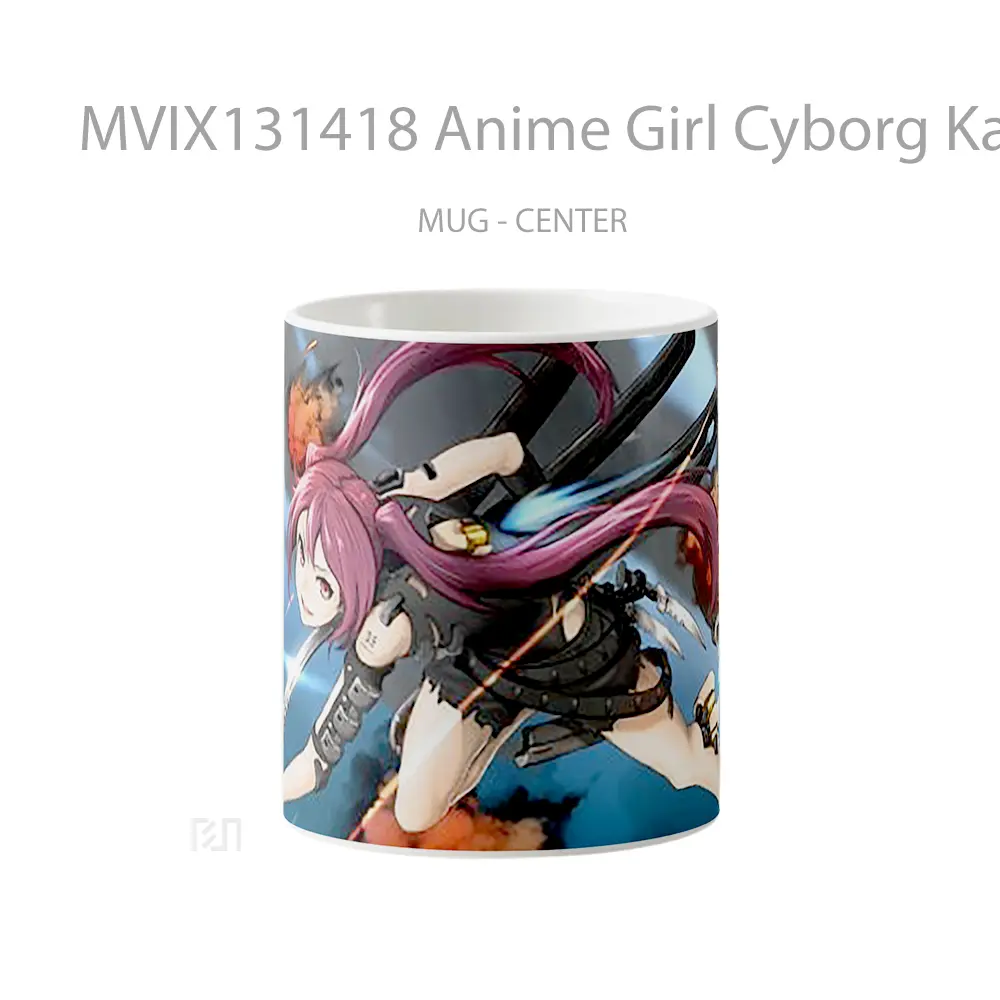 Mug Anime Girl Cyborg Katana Cangkir Anime