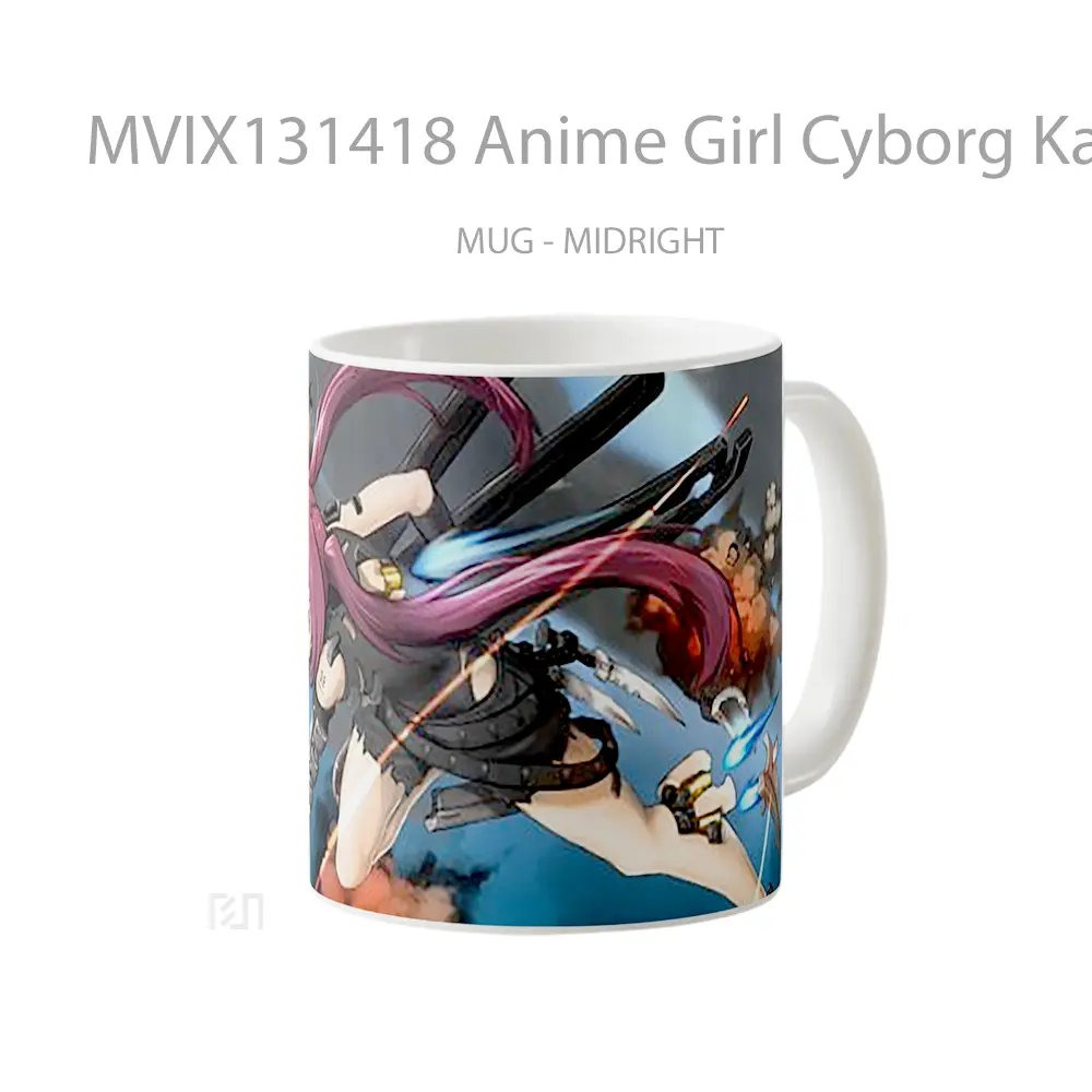 Mug Anime Girl Cyborg Katana Cangkir Anime - All-side / Desain