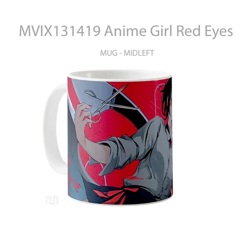 Mug Anime Girl Red Eyes Cangkir Anime - All-side / Desain