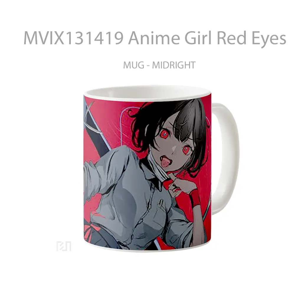 Mug Anime Girl Red Eyes Cangkir Anime - All-side / Desain