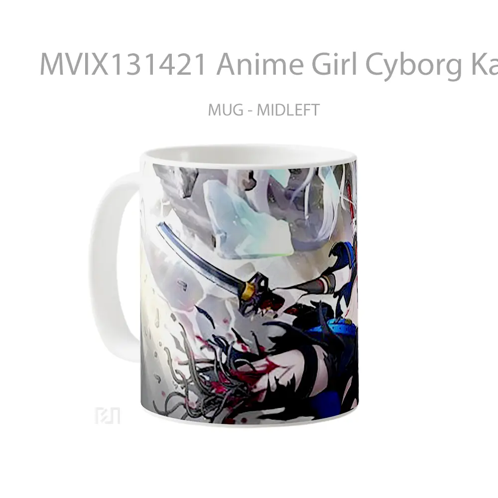 Mug Anime Girl Cyborg Katana And Sword Cangkir Anime - All-side / Desain