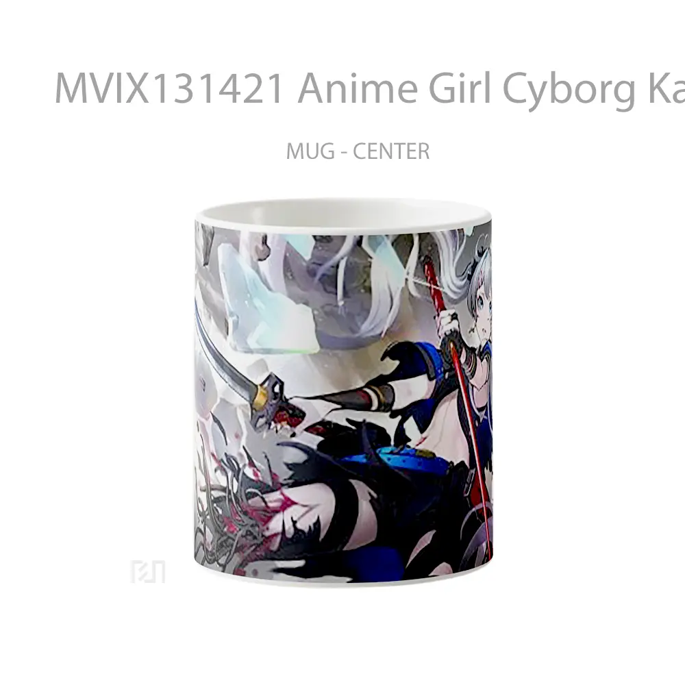 Mug Anime Girl Cyborg Katana And Sword Cangkir Anime