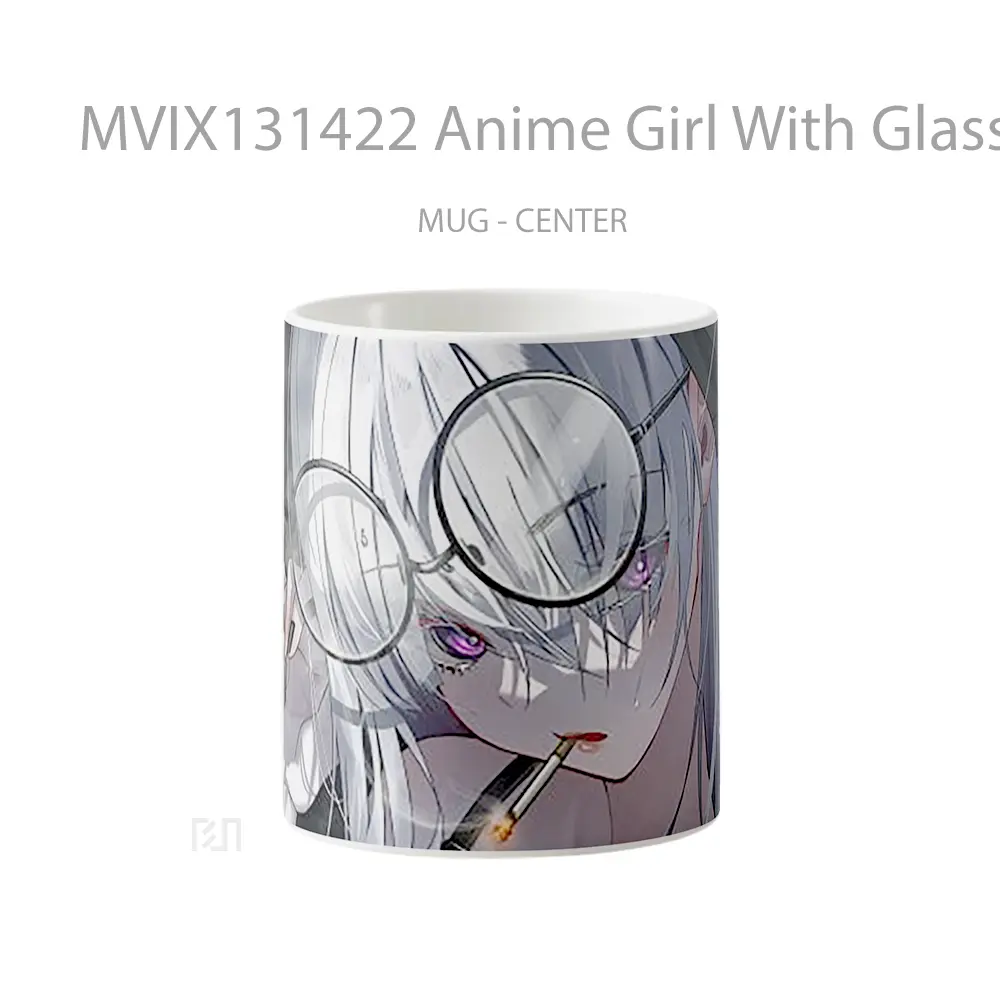 Mug Anime Girl With Glasses And Cigaratte Cangkir Anime