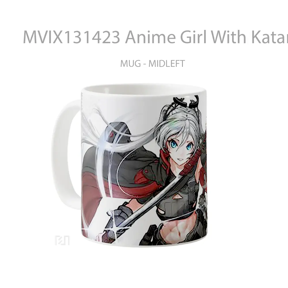 Mug Anime Girl With Katana V2 Cangkir Anime - All-side / Desain