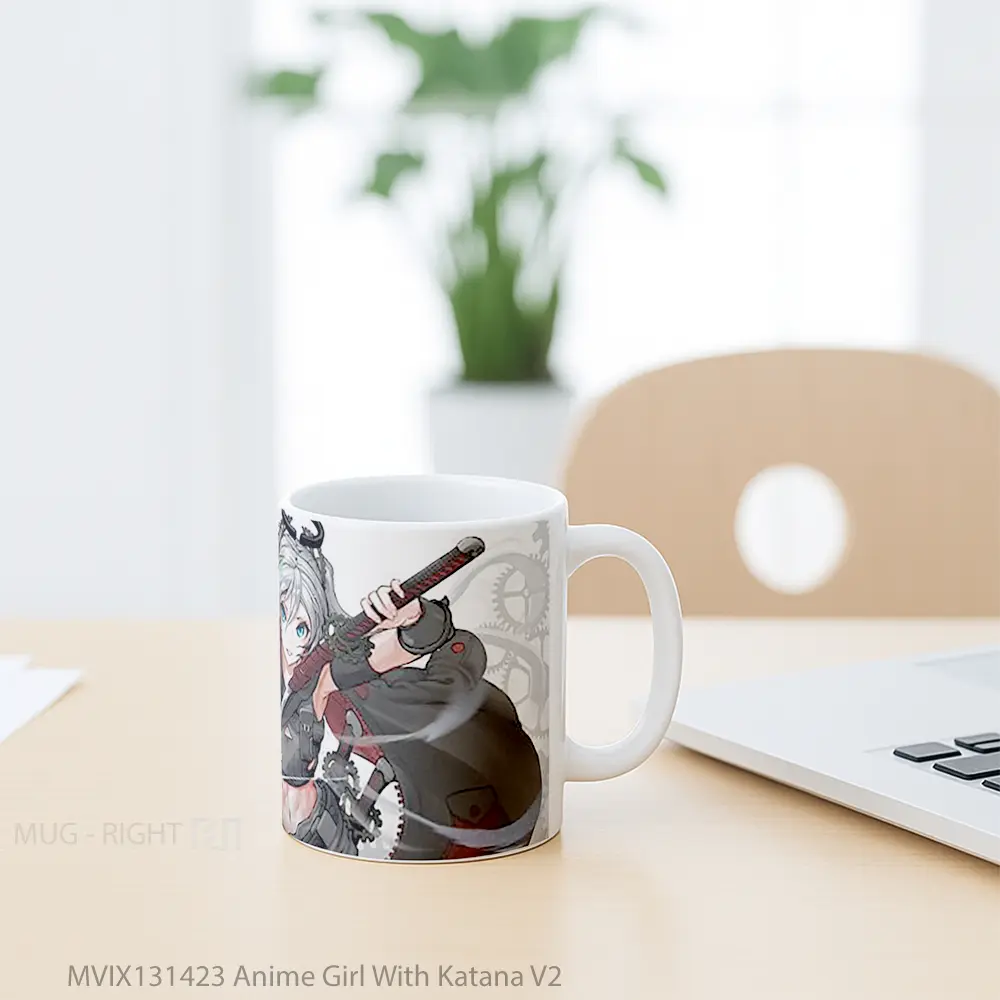 Mug Anime Girl With Katana V2 Cangkir Anime - All-side / Desain