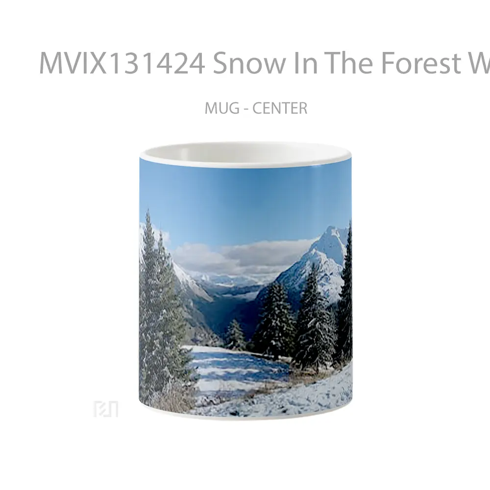 Mug Keramik Premium SNI - Mug Snow In The Forest With Mountains In The Background Gelas Pemandangan Alam