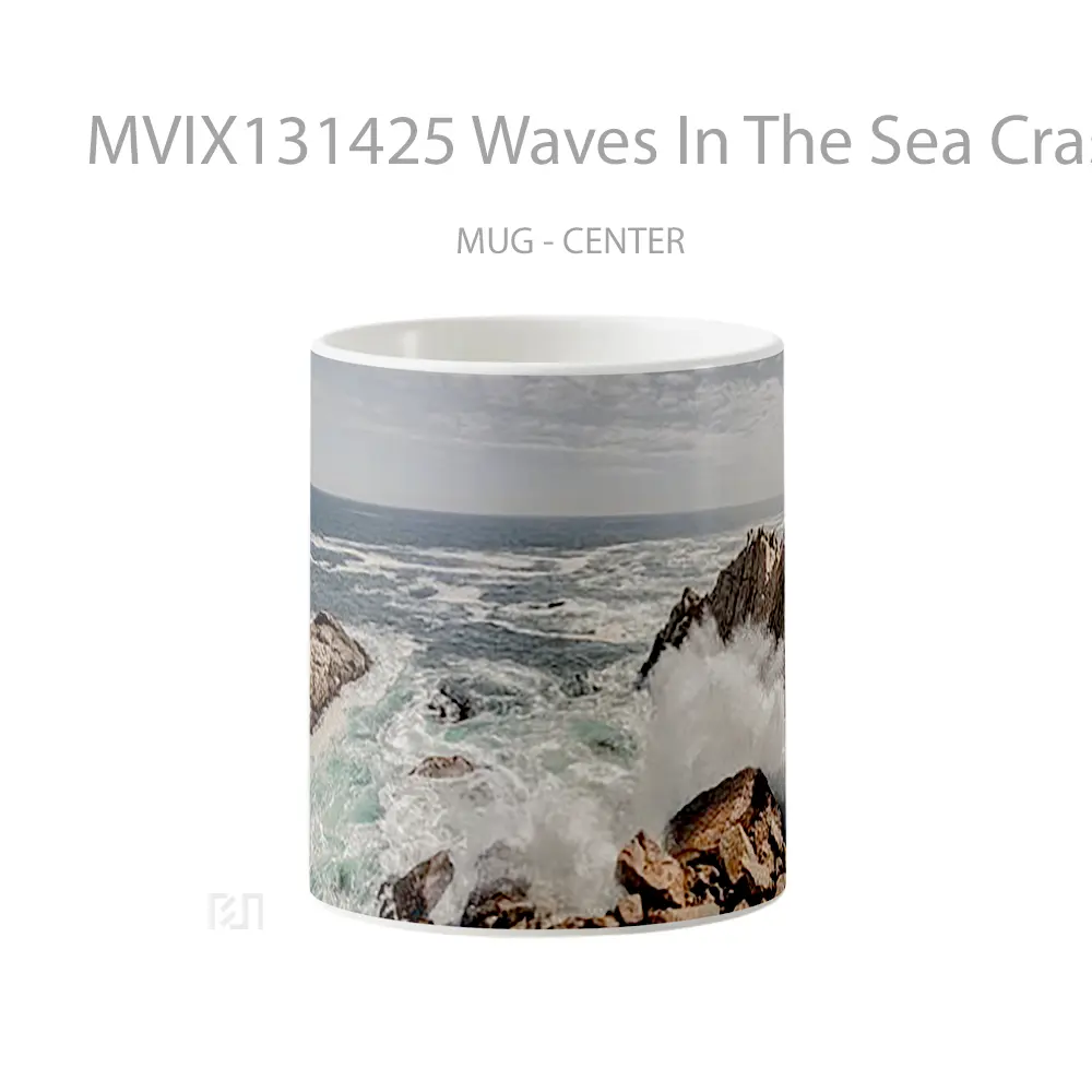 Mug Waves In The Sea Crashing Against Rocks Gelas Pemandangan Alam