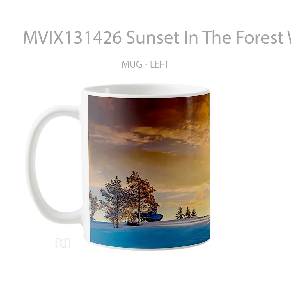 Mug Sunset In The Forest With Snow Gelas Pemandangan Alam - All-side / Desain