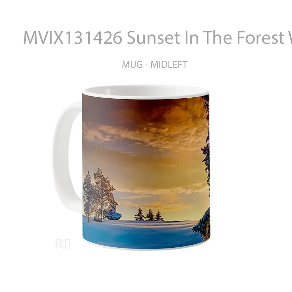 Mug Sunset In The Forest With Snow Gelas Pemandangan Alam - All-side / Desain