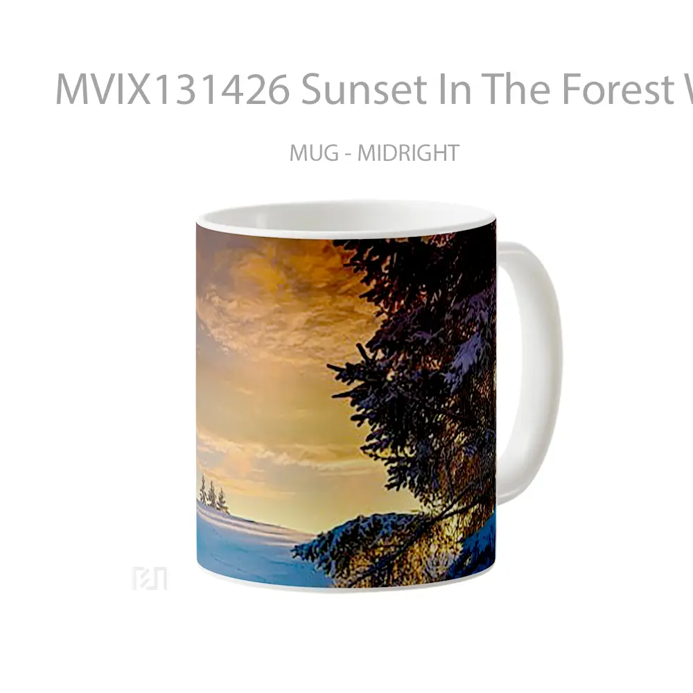 Mug Sunset In The Forest With Snow Gelas Pemandangan Alam - All-side / Desain