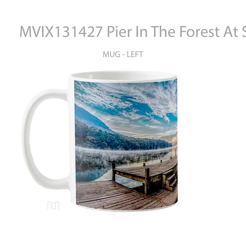 Mug Pier In The Forest At Sunset Gelas Pemandangan Alam - All-side / Desain