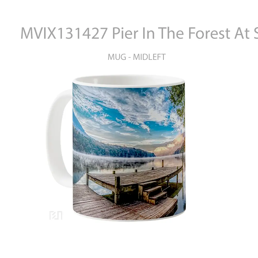 Mug Pier In The Forest At Sunset Gelas Pemandangan Alam - All-side / Desain