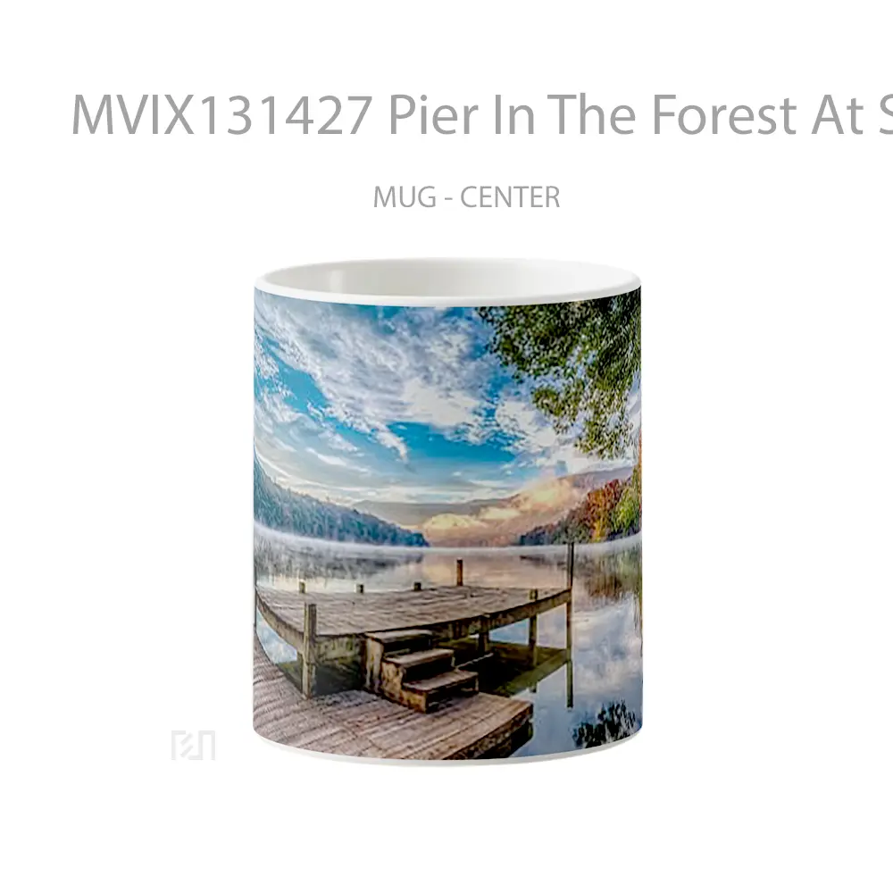 Mug Pier In The Forest At Sunset Gelas Pemandangan Alam