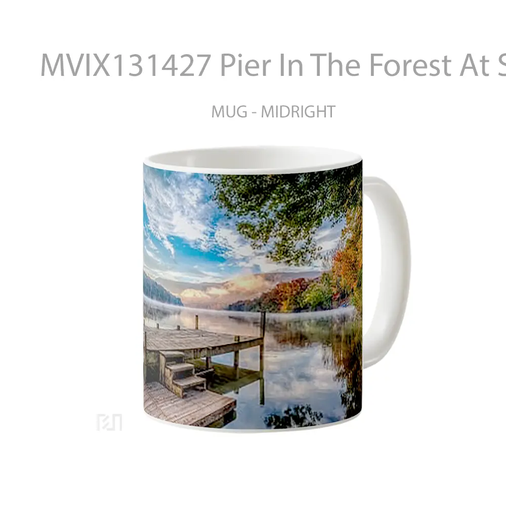 Mug Pier In The Forest At Sunset Gelas Pemandangan Alam - All-side / Desain