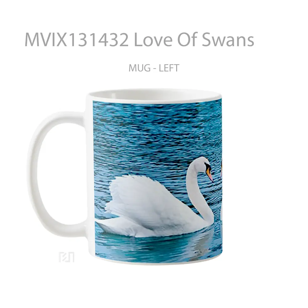 Mug Love Of Swans Gelas Keramik Unik - All-side / Desain