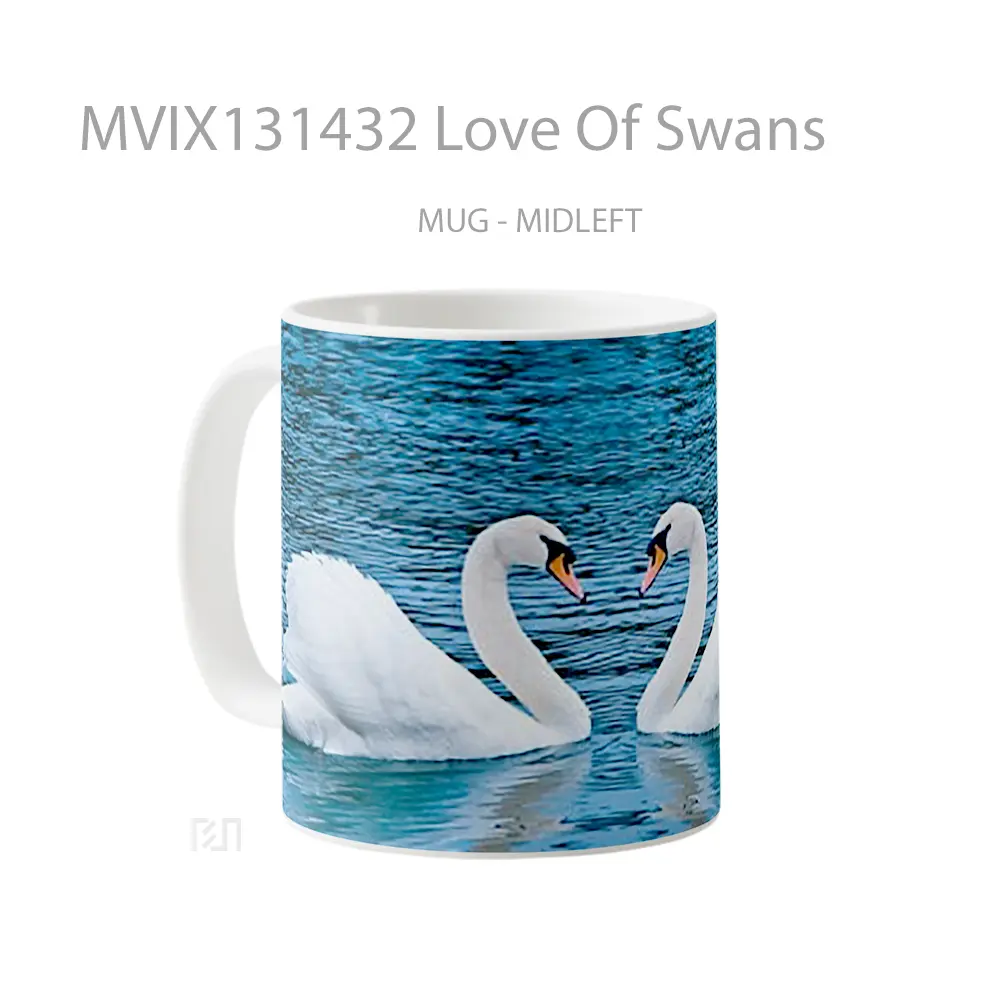 Mug Love Of Swans Gelas Keramik Unik - All-side / Desain